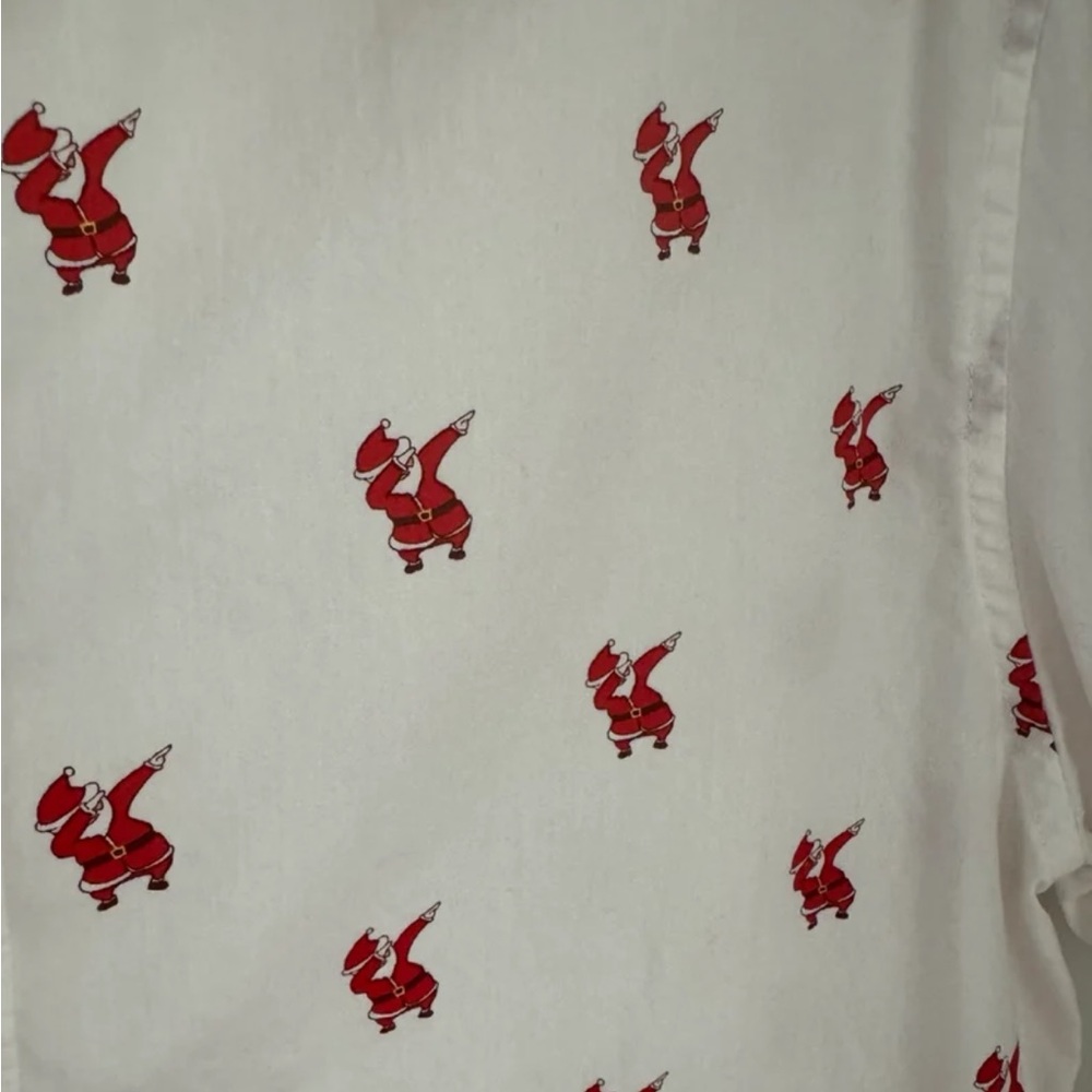Men’s button down short sleeve Santa “dab” shirt. Size small is approximate